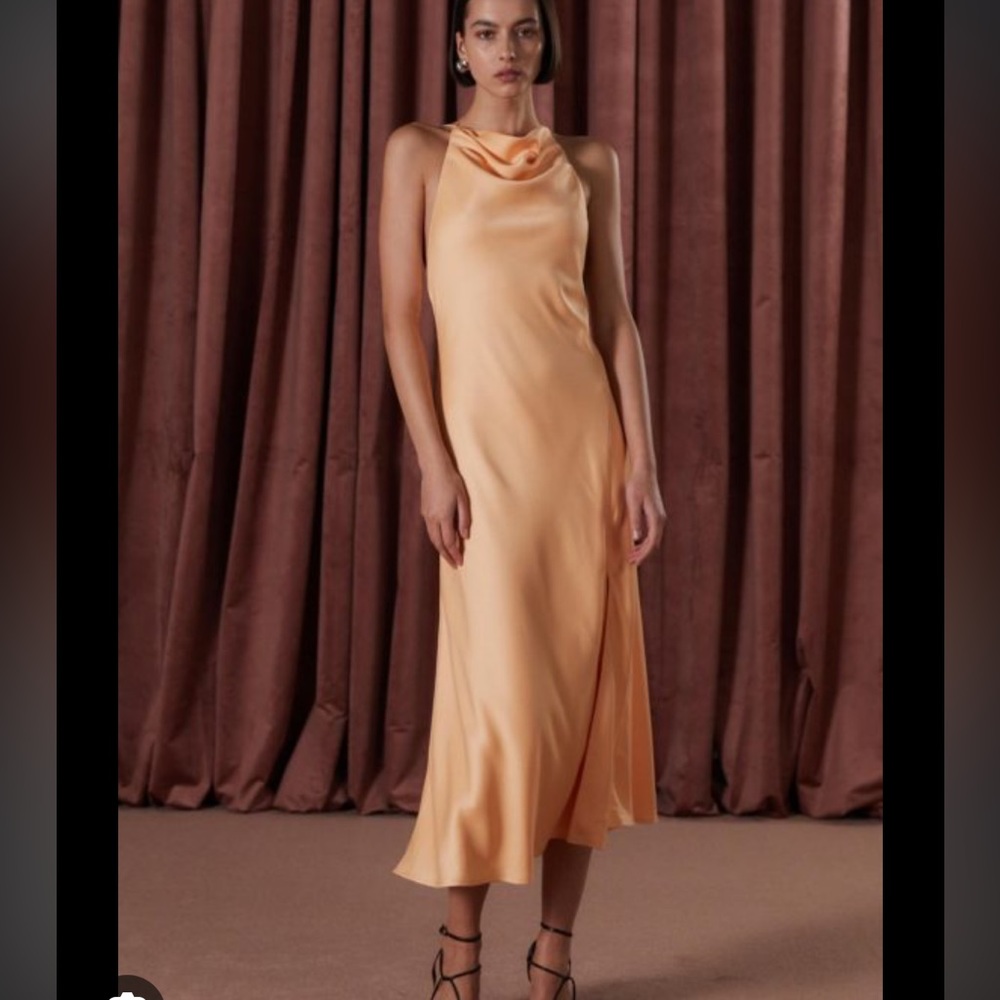MISHA XS Dawn midi dress in Peach Fuzz